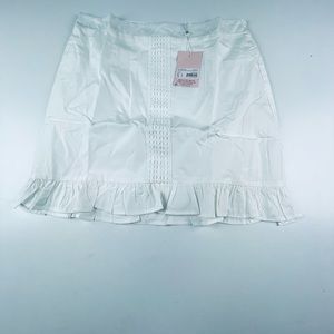 COTTON POPLIN CROCHET MINI SKIRT

WHITE